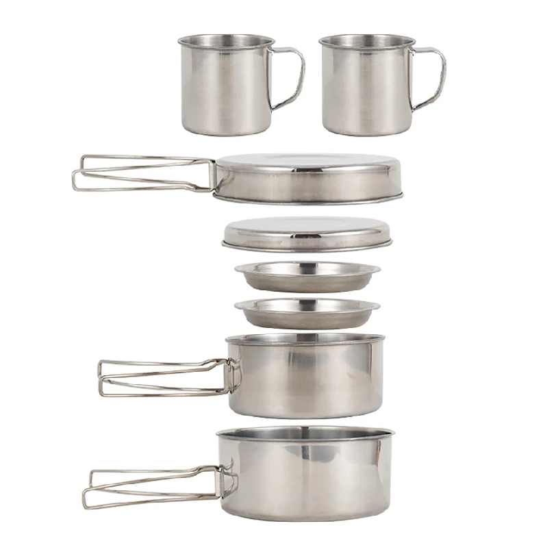 8pcs/Set Camping Cookware Mess - Camping Cooking Hot Plate ulasan dan harga