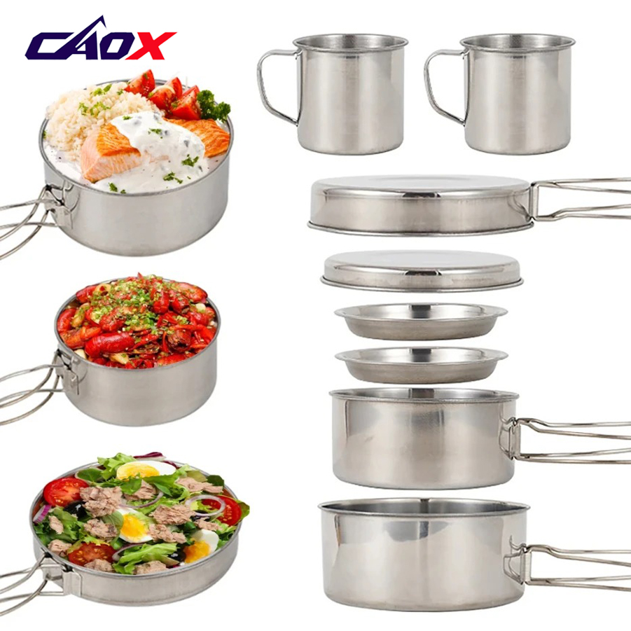 CAOX 8pcs/Set Camping Cookware - Camping Cooking Hot Plate ulasan dan harga
