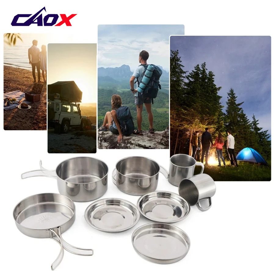 CAOX 8pcs/Set Camping Cookware - Camping Cooking Hot Plate ulasan dan harga