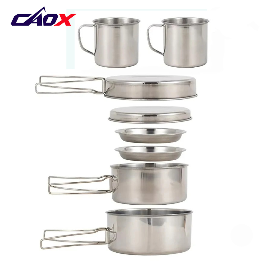 CAOX 8pcs/Set Camping Cookware - Camping Cooking Hot Plate ulasan dan harga