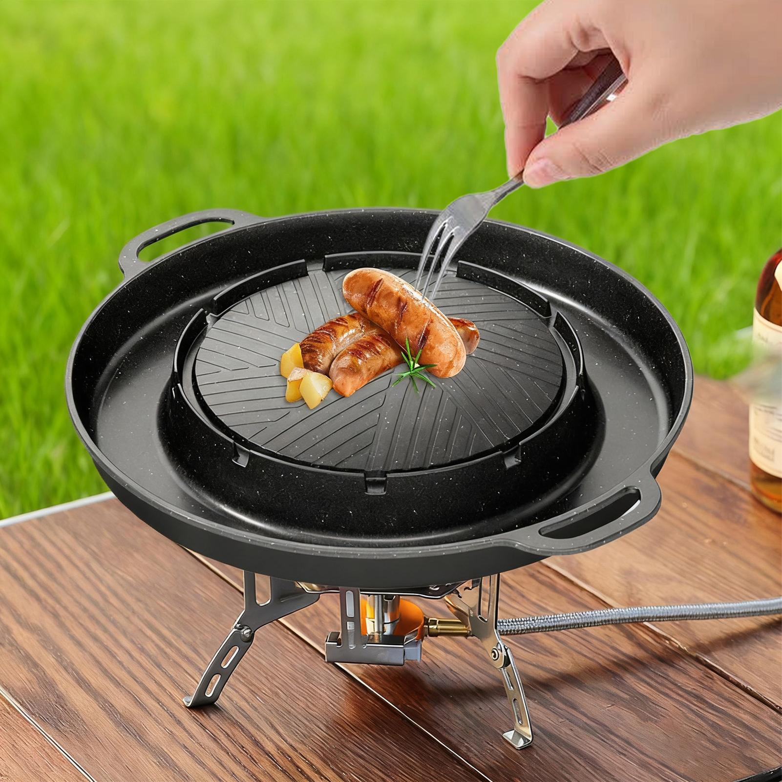 2-in-1 Grill & Hot Pan for Sto - Camping Cooking Top ulasan dan harga