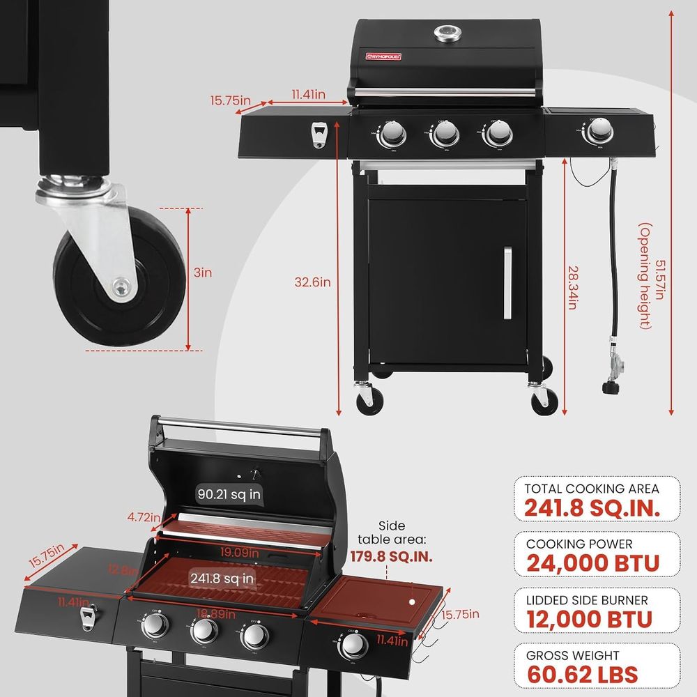 3-Burner Propane Gas Grill wit - Camping Cooking Top ulasan dan harga