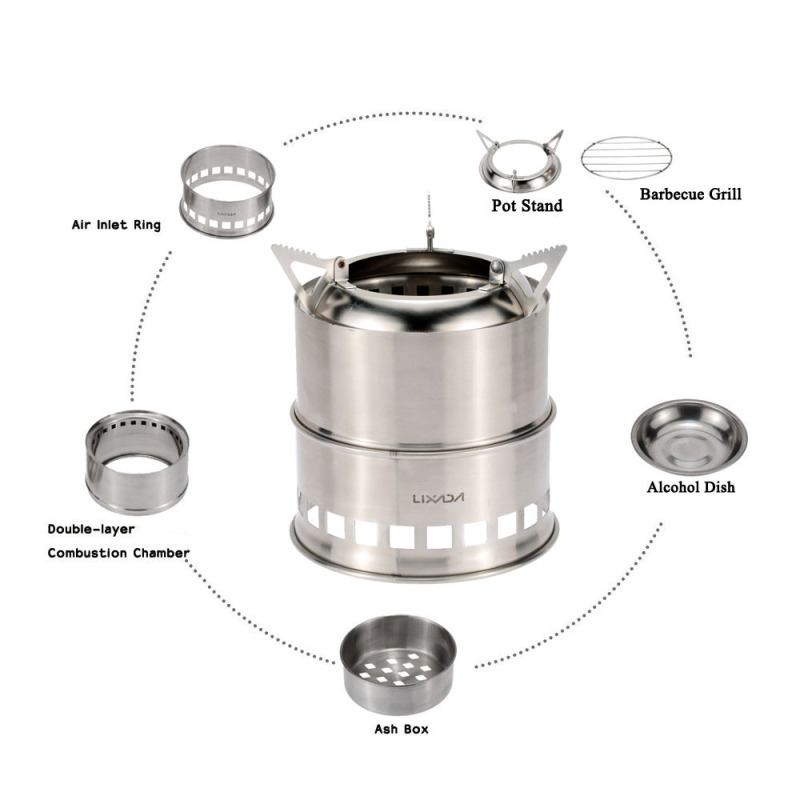 Lixada Stainless Steel Wood St - Camping Cooking Grate ulasan dan harga