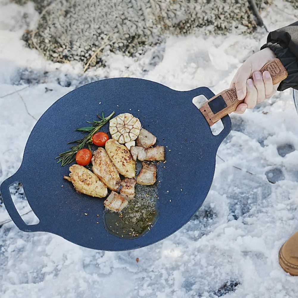 Outdoor Natural Wood Grill Pan - Camping Cooking Tray ulasan dan harga