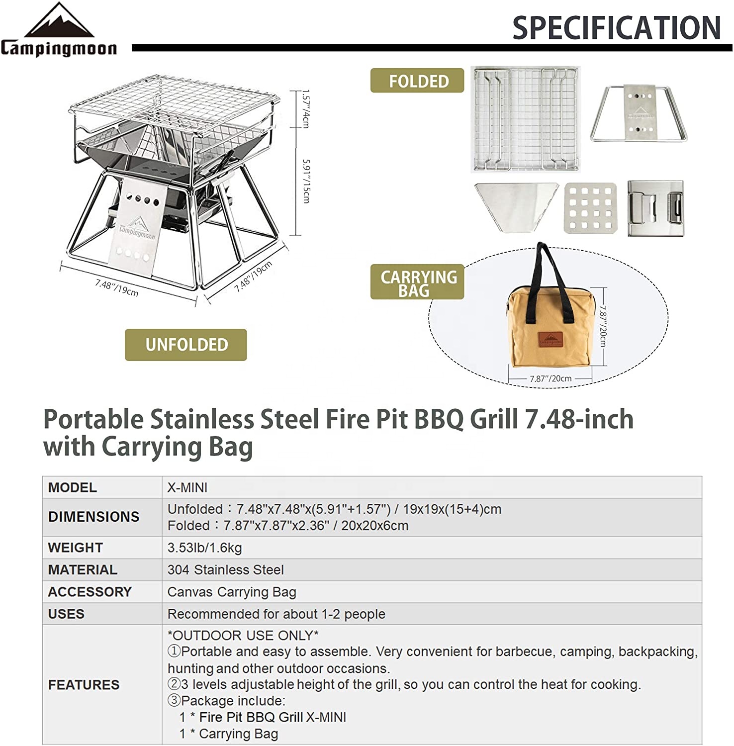 Campingmoon Outdoor Camping Bb - Camping Cooking Grate ulasan dan harga
