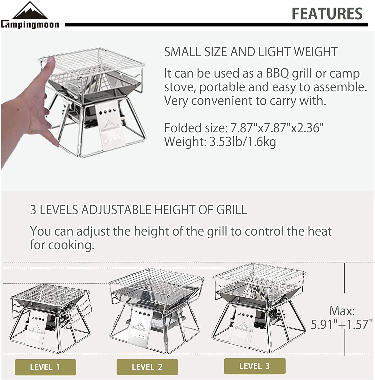 Campingmoon Outdoor Camping Bb - Camping Cooking Grate ulasan dan harga