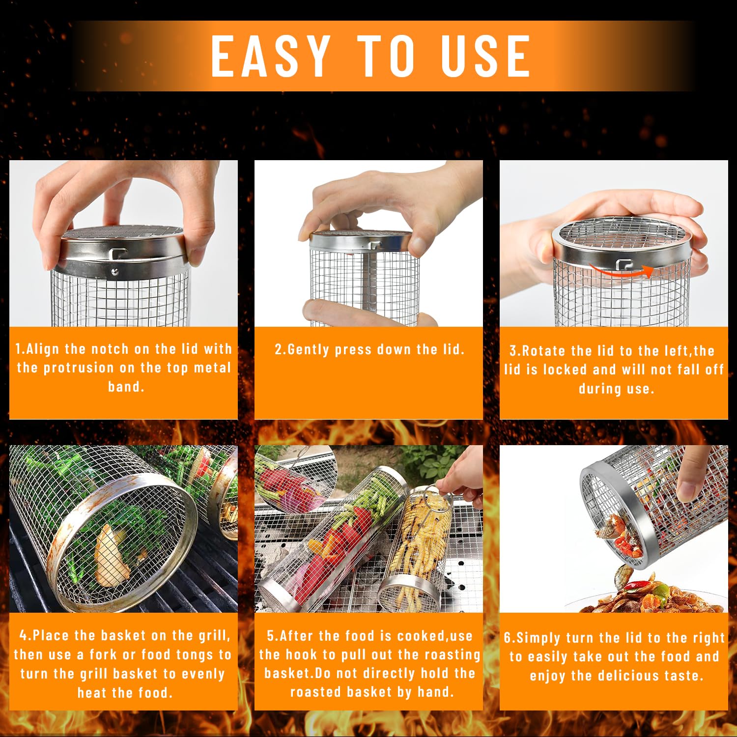 2 Pieces Rolling Grilling Bask - Camping Cooking Basket ulasan dan harga