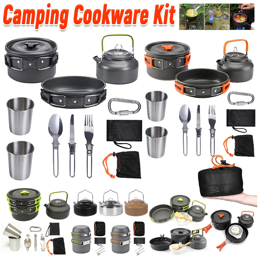 Camping Cookware Kit Kettle Po - Camping Outdoor Cooking Set ulasan dan harga