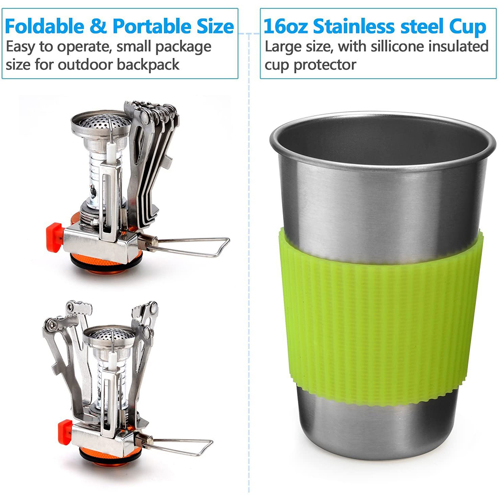 Camping Cookware Kit with Stov - Camping Cooking Kitchen Set ulasan dan harga