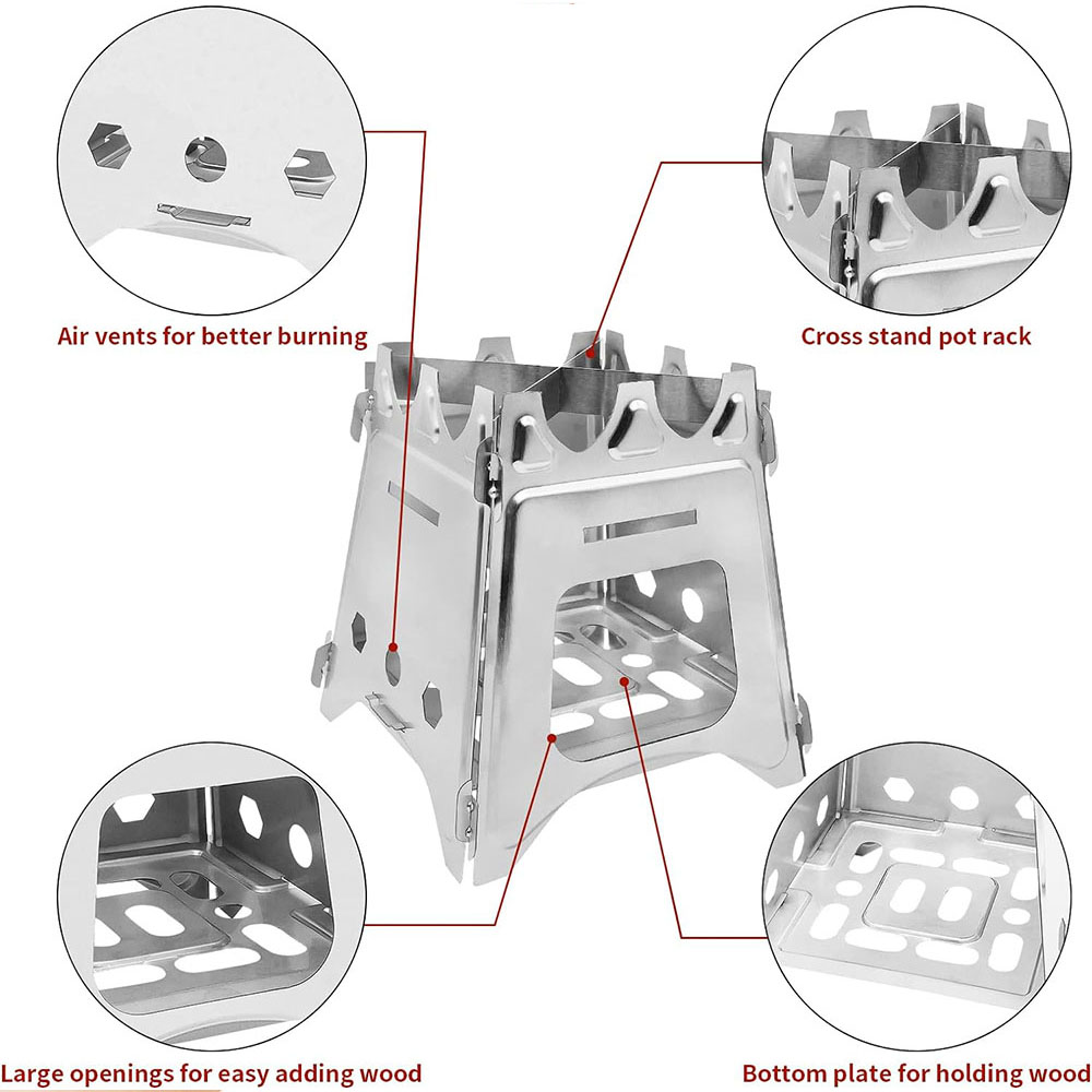 Portable Camping Wood Stove wi - Camping Cooking Grate ulasan dan harga