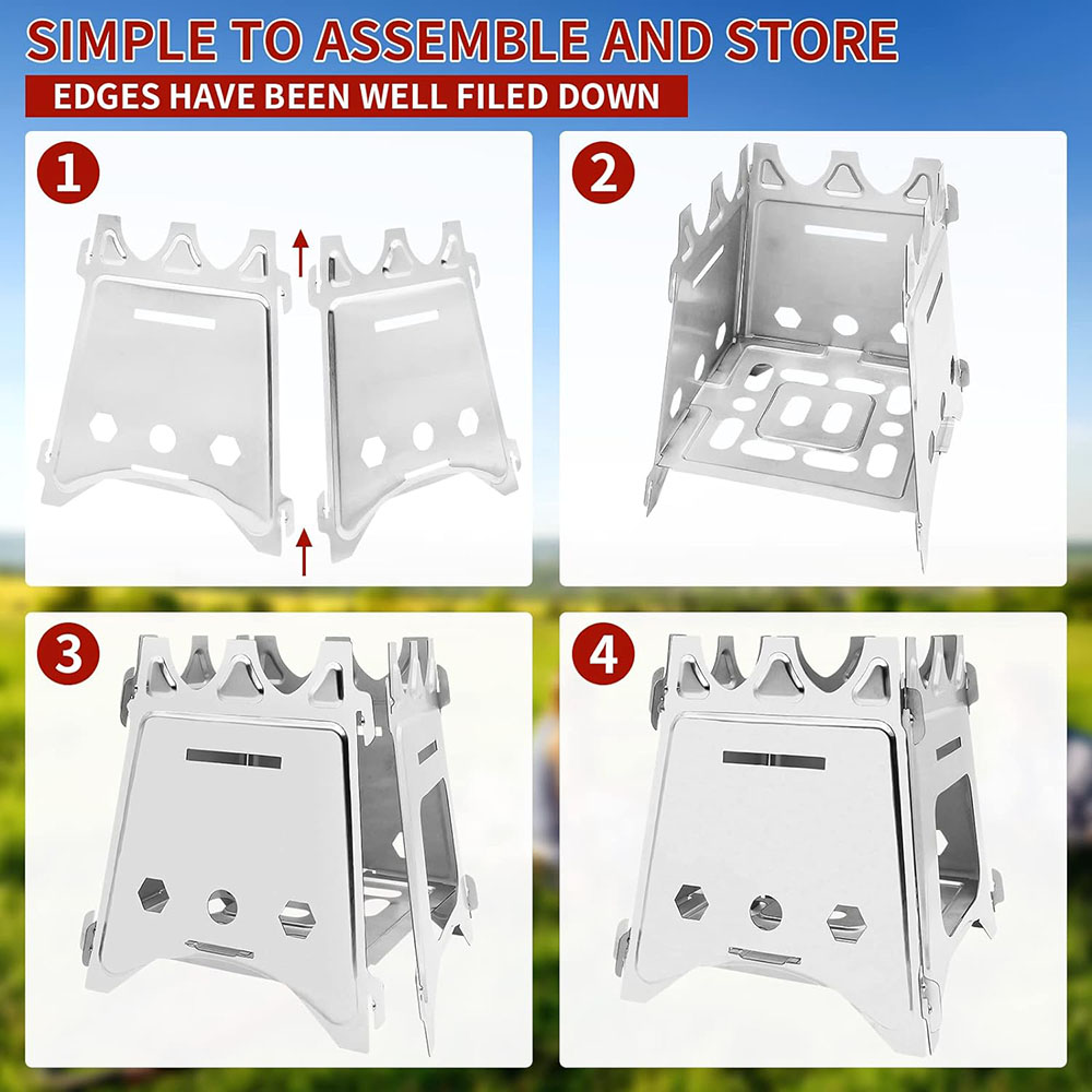 Portable Camping Wood Stove wi - Camping Cooking Grate ulasan dan harga